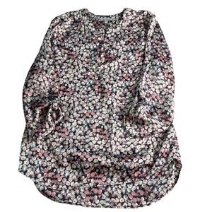 Daniel Rainn Floral High Low Blouse Women’s Large Silky Long Sleeve Popover Top